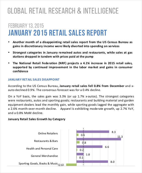 monthly retail sales report
