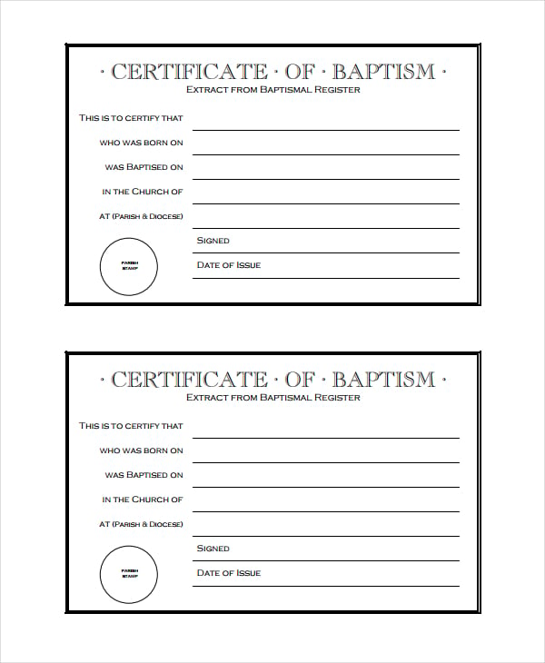 18+ Sample Baptism Certificate Templates - Free Sample, Example, Format ...