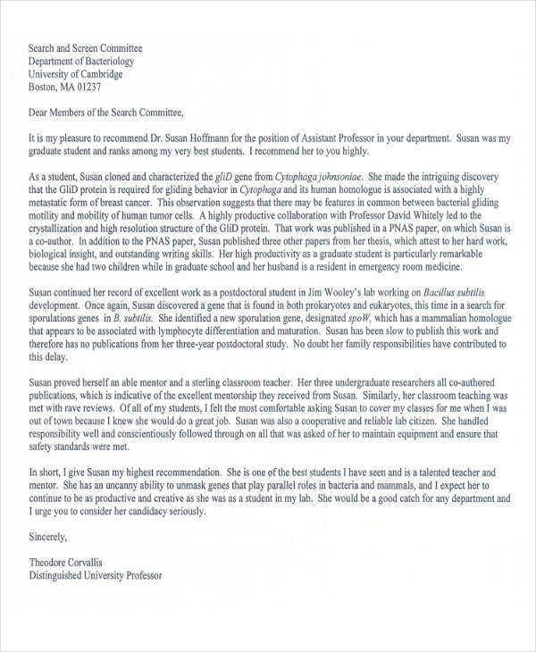 Reference Letter For School Application