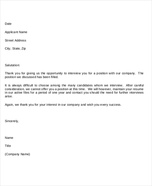 9 Post Interview Thank You Letter Template Free Sample Example 9409