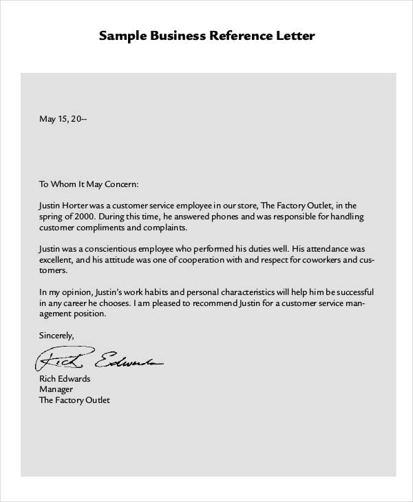 Formal Reference Letter 9+ Free Word, PDF Documents Download