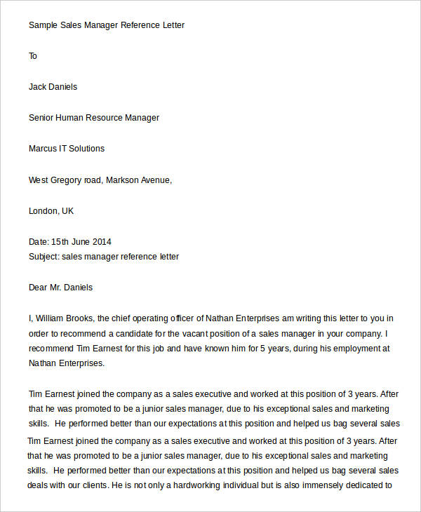 Letter Of Recommendation For Manager from images.template.net