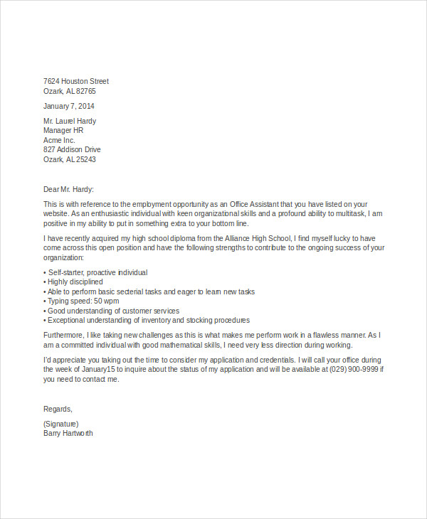 application letter for a working student