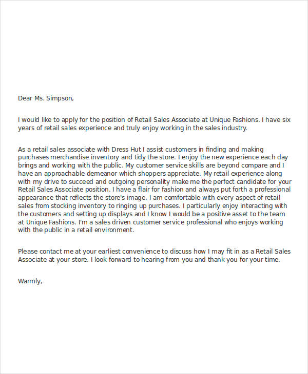 Retail Sales Cover Letter from images.template.net