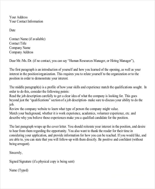 Human Resource Cover Letter Sample For Your Needs | Letter ...
