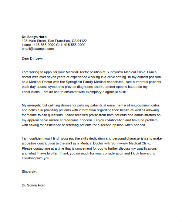 11+ Job Application Letters for Doctor - PDF, DOC, Apple Pages