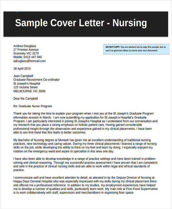 11 Job Application Letters For Nurse 9 Free Word PDF Format Download