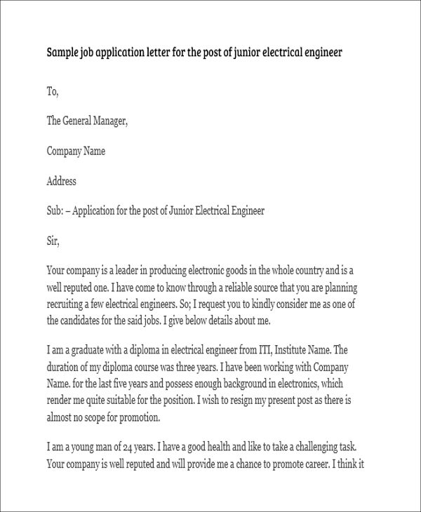 Application Letter For Junior Engineer - Junior Engineer ...