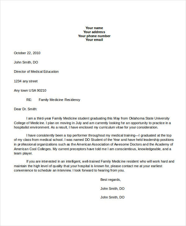 School Doctor Cover Letter July 2021