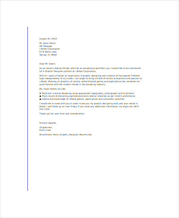 application letter as a graphic design