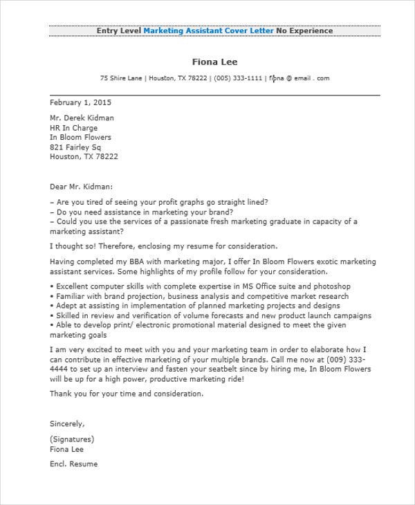 Cover Letter For Marketing Job With No Experience - 90 ...