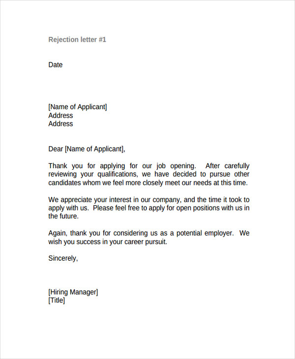 41++ Letter To Applicant Not Selected For Job download