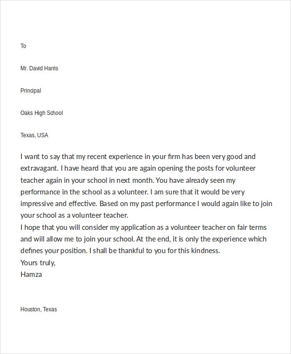 11+ Job Application Letter Templates for Volunteer