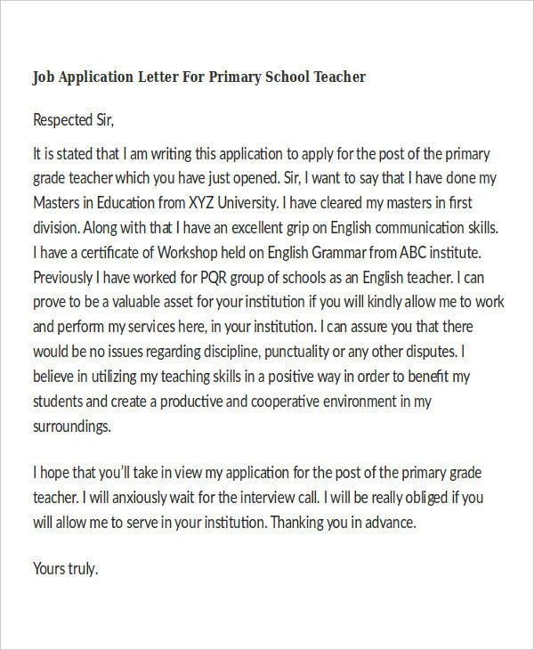 job application letters ks2