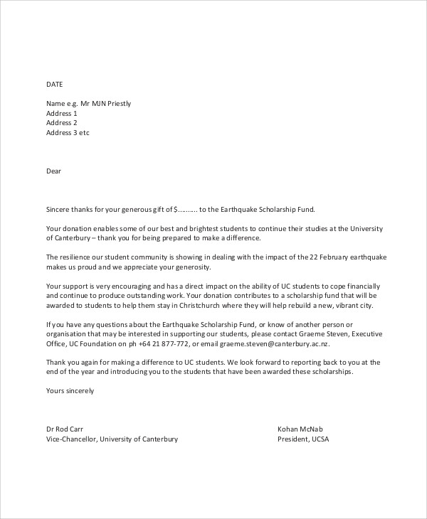 10+ Sample Donation ThankYou Letters DOC, PDF