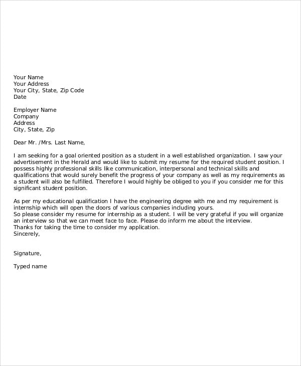 an application letter for a course