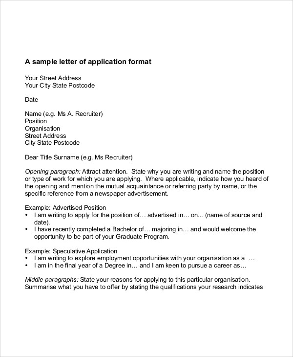 Application Letter Format Sample Job Job Application Letter Format