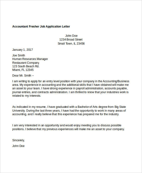 40+ Job Application Letters Format