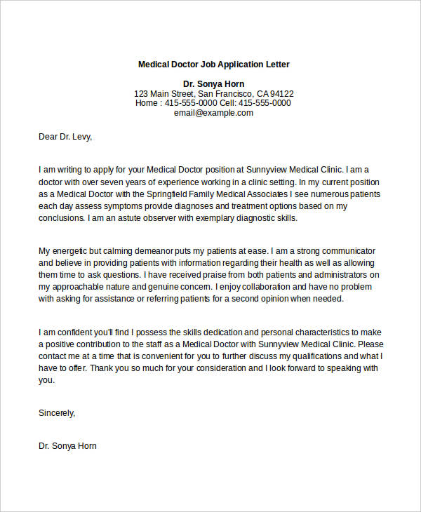 medical doctor job application letter2