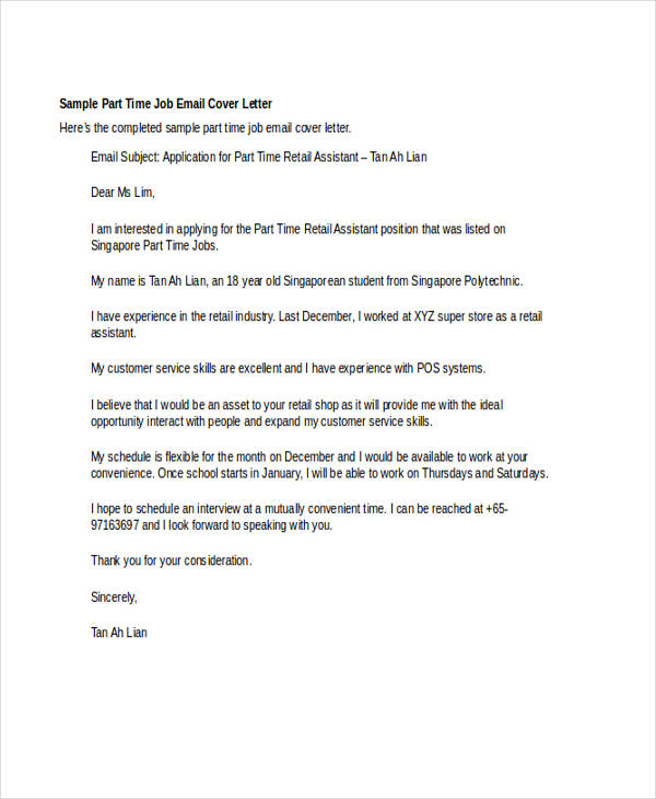 request letter to work part time