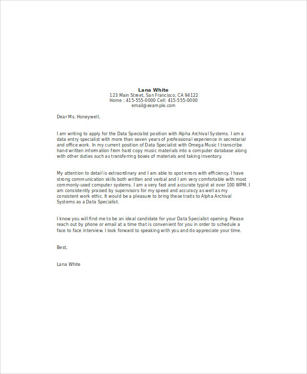 Free 41+ Job Application Letter Examples, PDF, DOC
