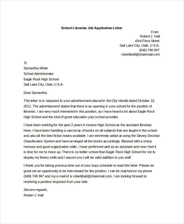 application letter for university lecturing job