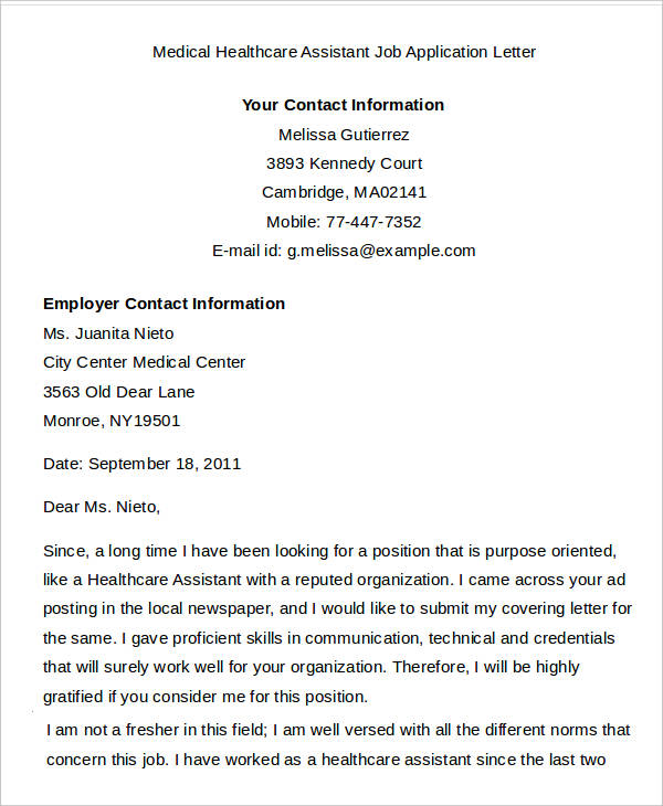 Application Letter For Medical Assistant Pictures