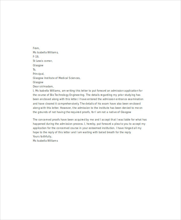 20 Sample College Application Letters PDF DOC