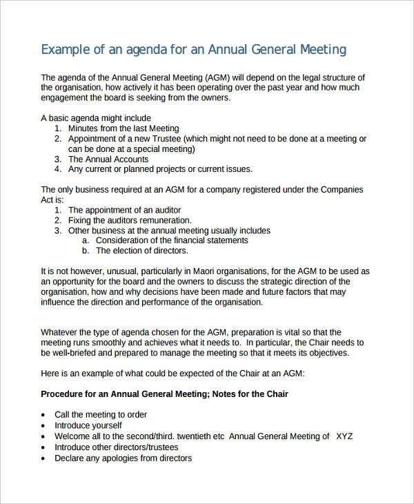 annual agenda format in pdf