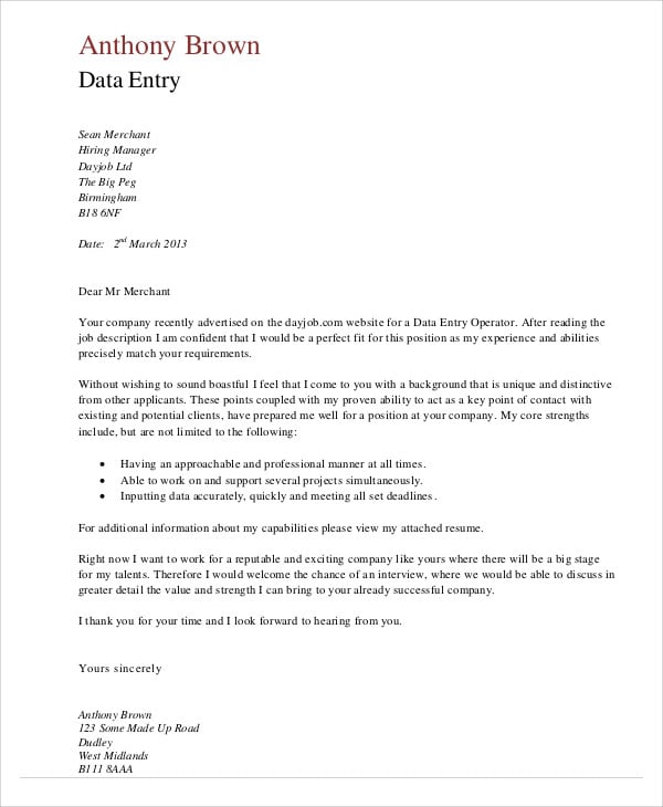 data entry job operator application letter1