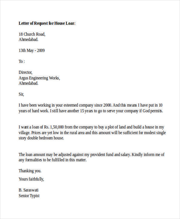 personal loan application letter sample to bank