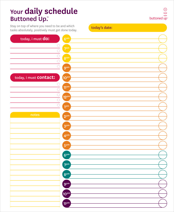 printable daily agenda planner