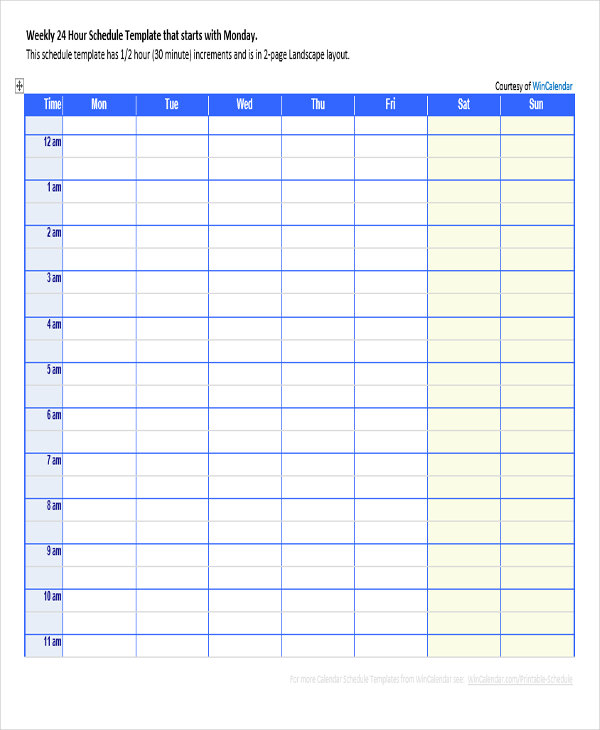 weekly calendar agenda template