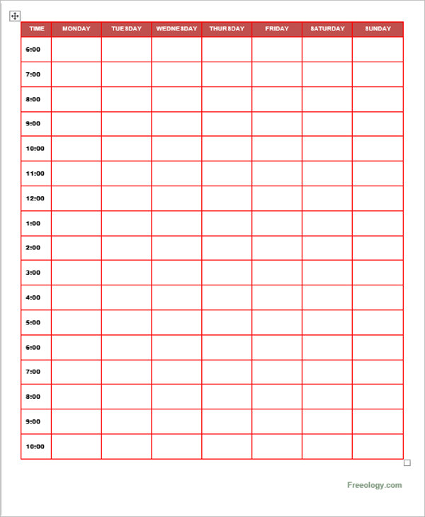 daily calendar agenda template