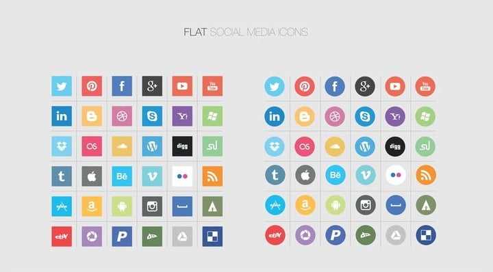 flat social media icons vector