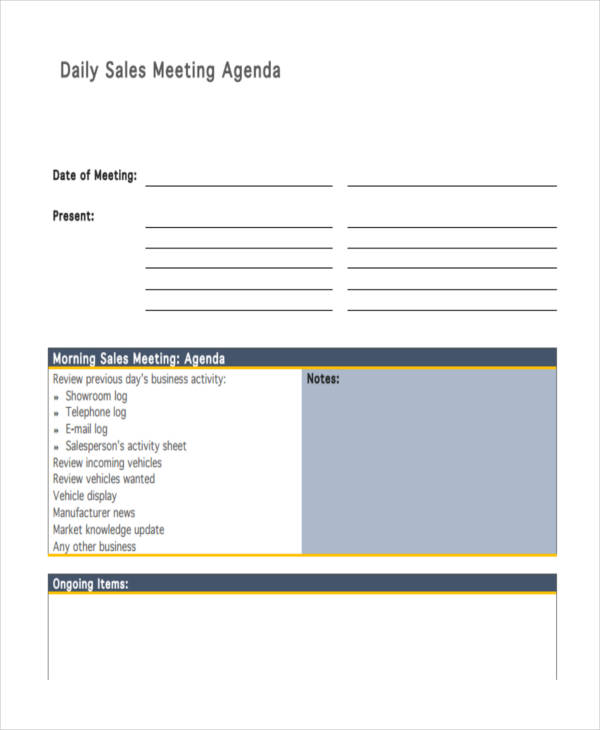 Sales Meeting Agenda Templates