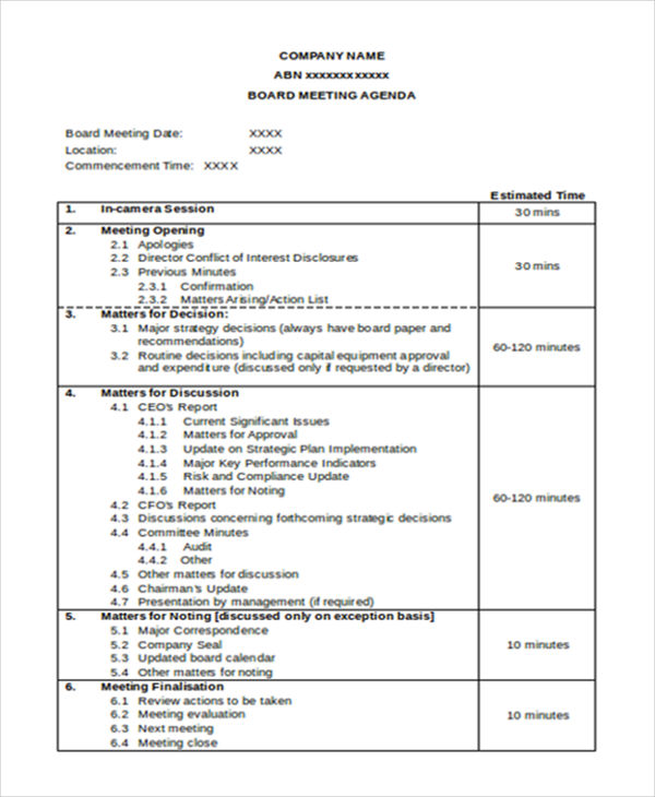 58+ Meeting Agenda Templates