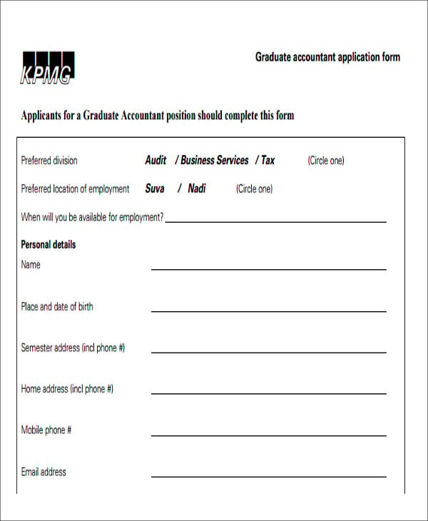 accounting job application form format
