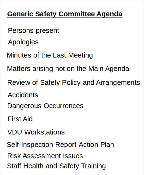 10+ Safety Agenda Templates Free Sample, Example Format Download