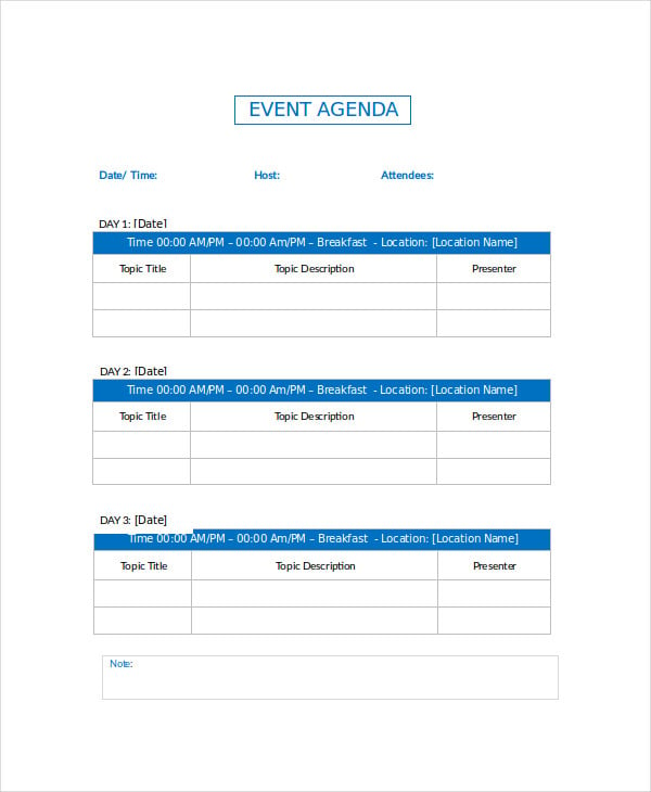 event planning agenda