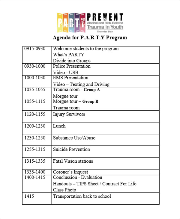 party program agenda