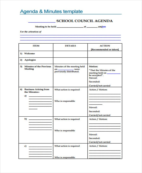 school council agenda