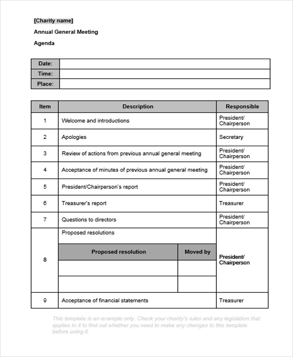 yearly meeting agenda