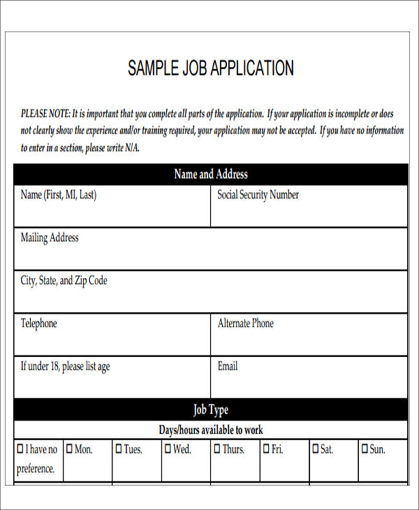 49 Job Application Form Templates