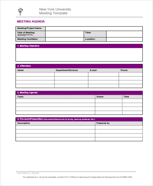 free yearly agenda template