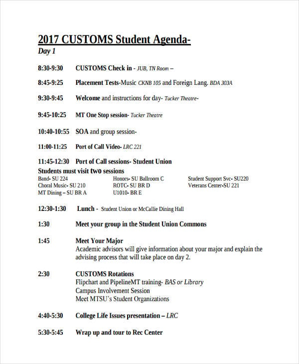 custom student agenda