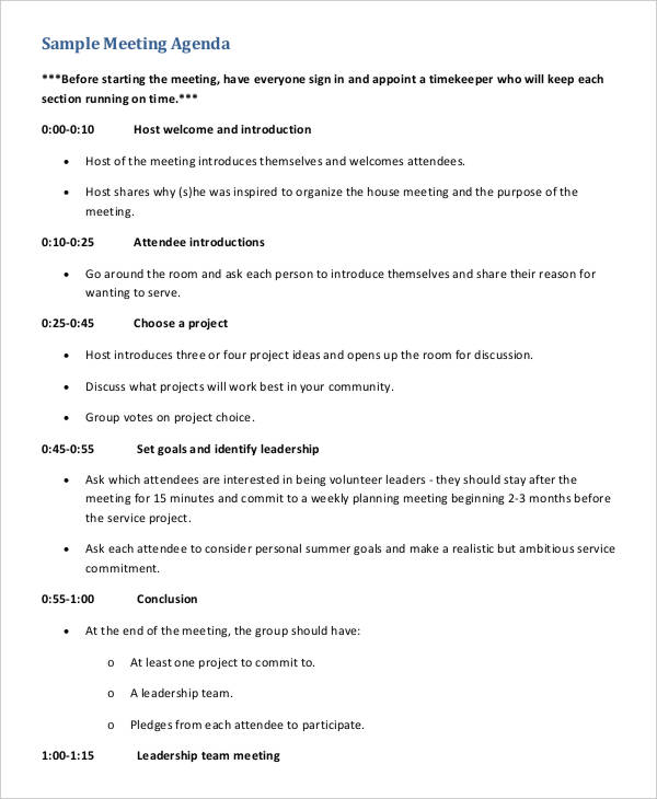 10  Team Agenda Templates Free Sample Example Format Download
