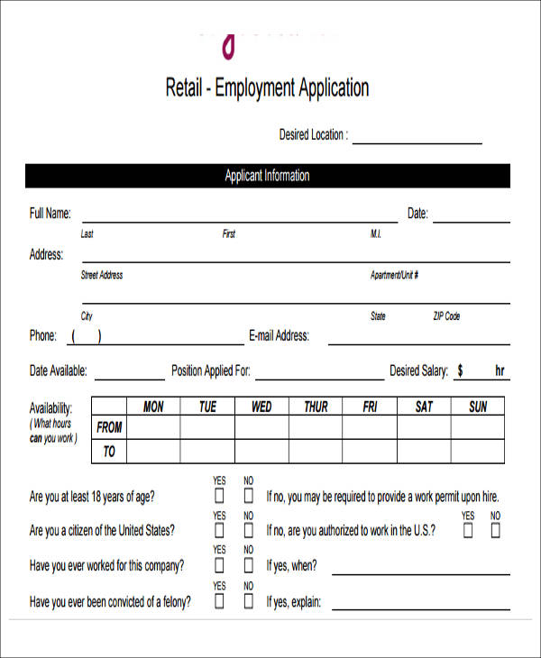 49+ Job Application Form Templates