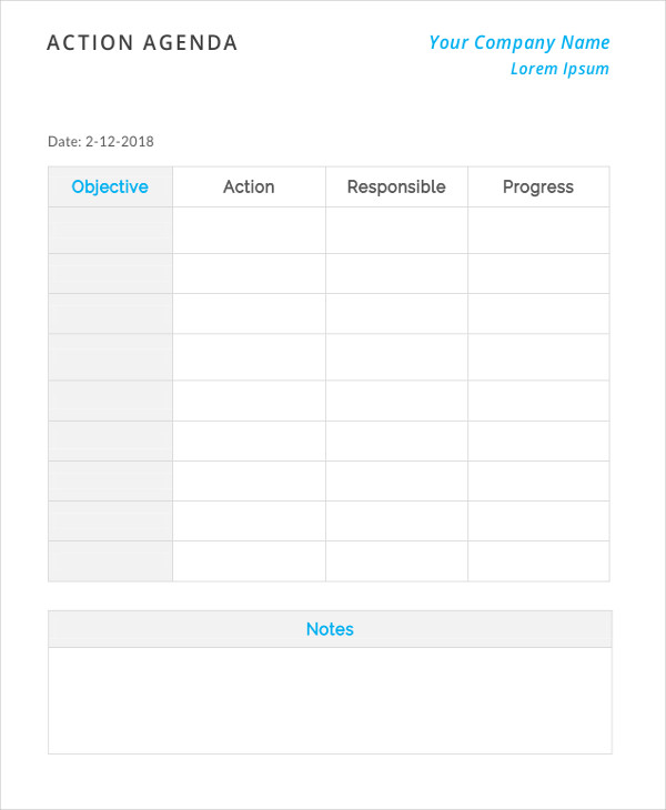 action agenda template