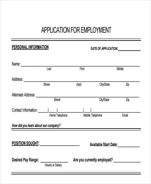 49+ Job Application Form Templates